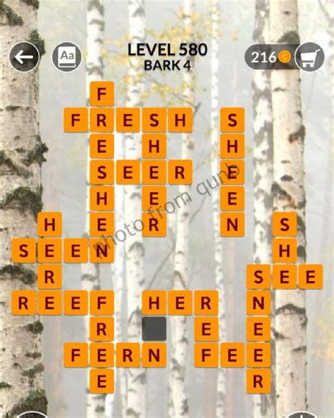 Wordscapes Level 580, Bark 4 .